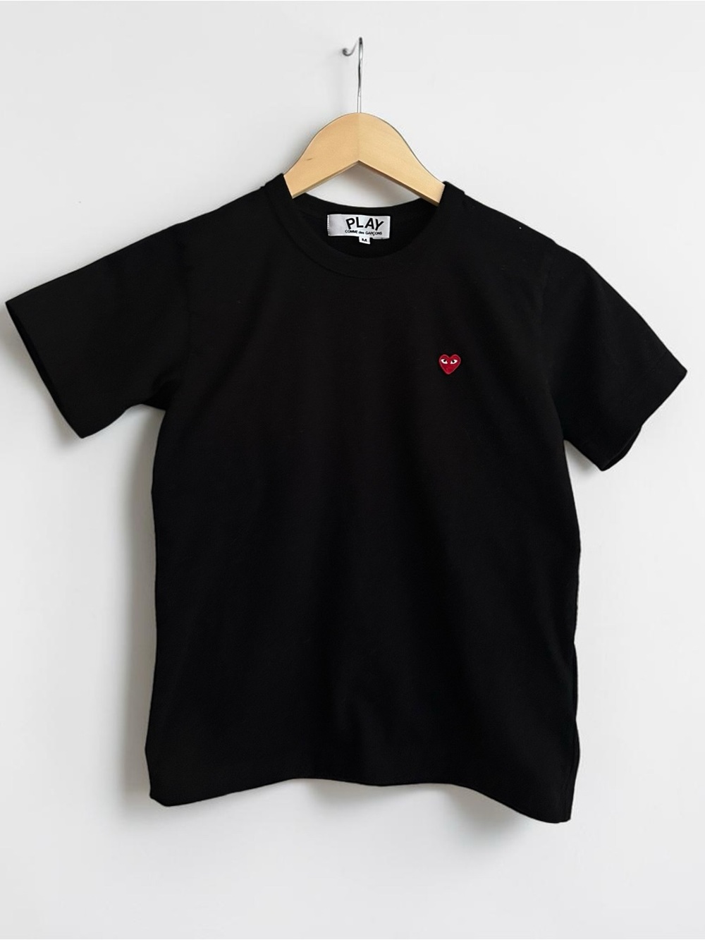 Comme des Garçons PLAY Black T-Shirt Red Heart Logo Japan XS